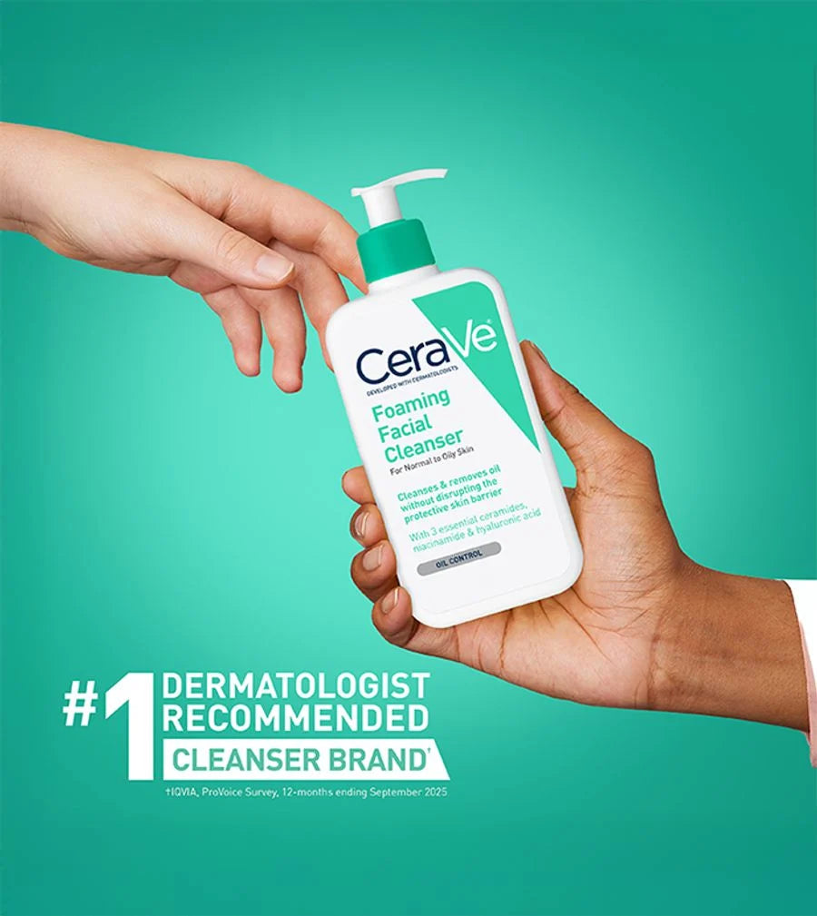 CeraVe Foaming Facial Cleanser 355ml for Normal to Oily Skin | Oil Control Face Wash with Ceramides