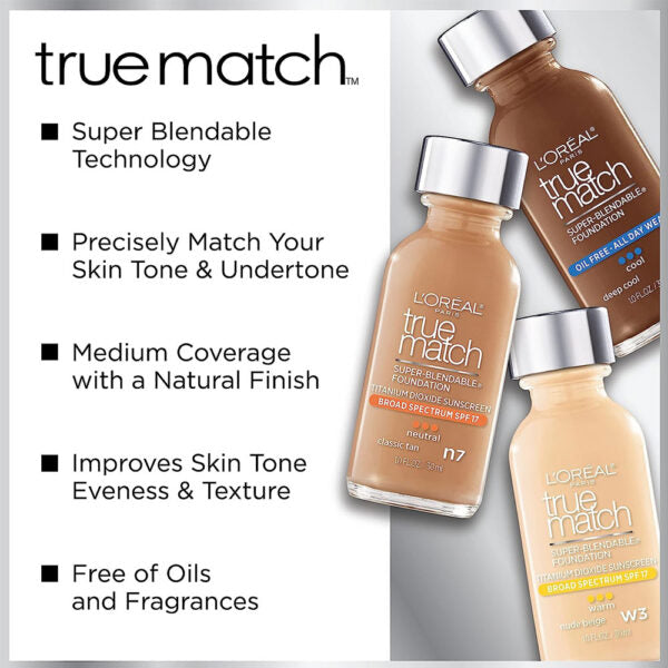 L'Oreal Paris True Match Super Blendable Foundation Ivory Beige C2.5 SPF 17