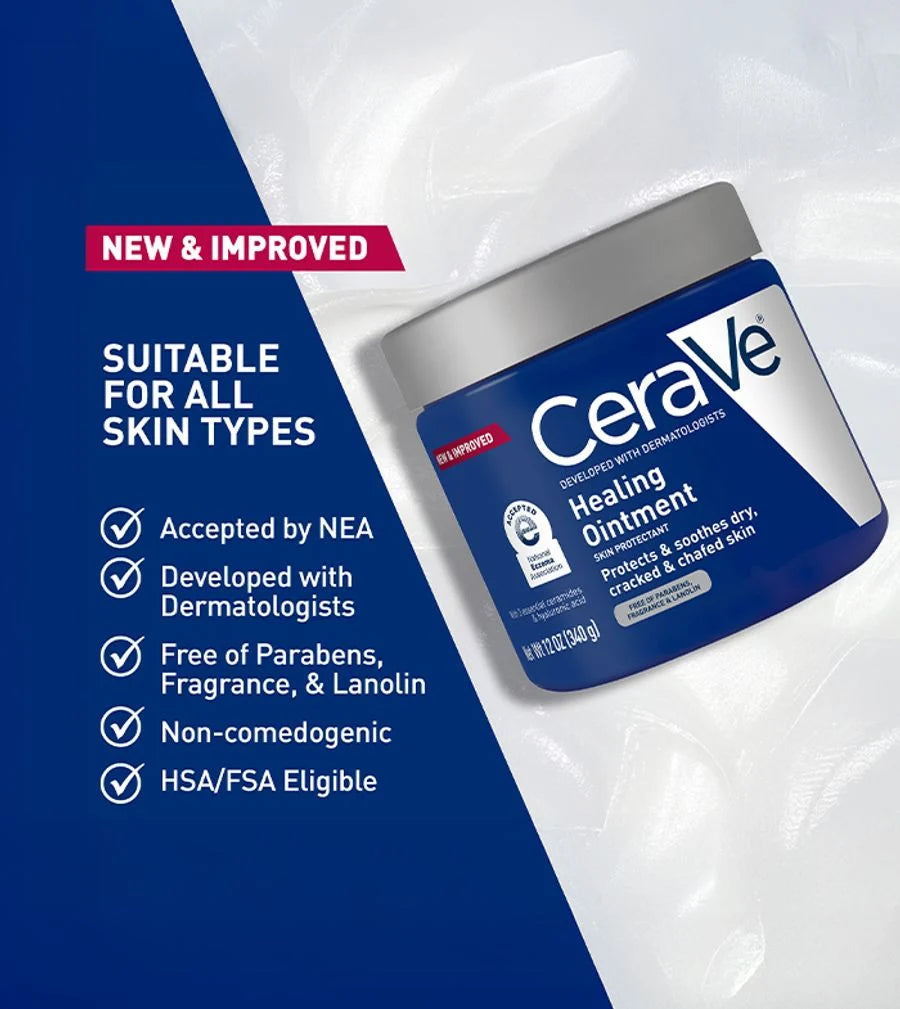 CeraVe Healing Ointment 340g (12oz) | Skin Protectant for Dry, Cracked & Chafed Skin