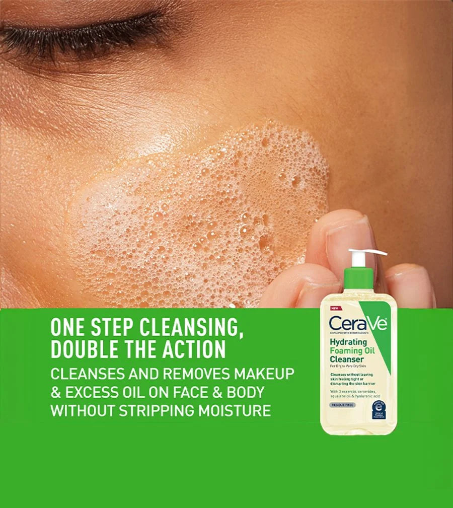 CeraVe Hydrating Foaming Oil Cleanser 355ml | Hydrating Face & Body Cleanser for Dry to Very Dry Skin