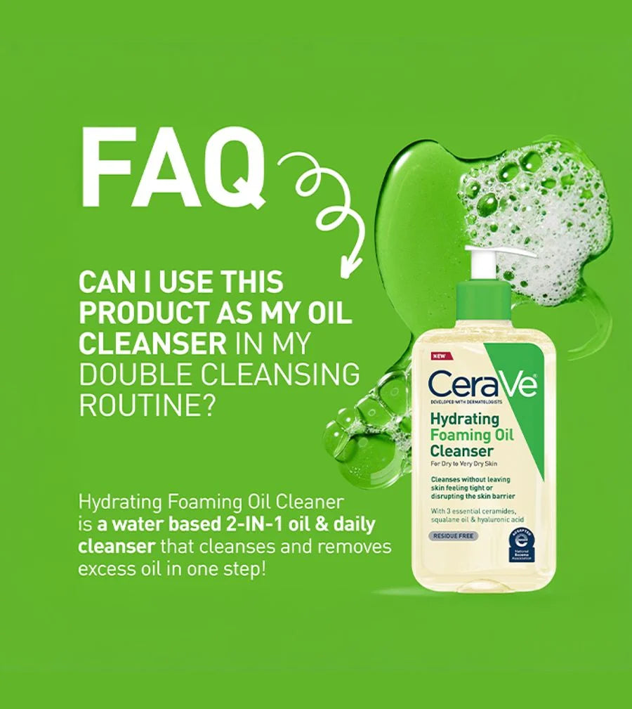 CeraVe Hydrating Foaming Oil Cleanser 355ml | Hydrating Face & Body Cleanser for Dry to Very Dry Skin