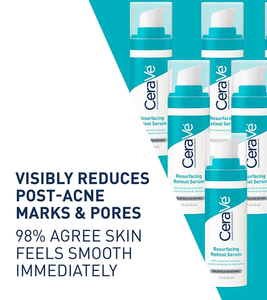 CeraVe Resurfacing Retinol Serum 30ml | Retinol Face Serum for Post-Acne Marks, Pores & Smoother Skin