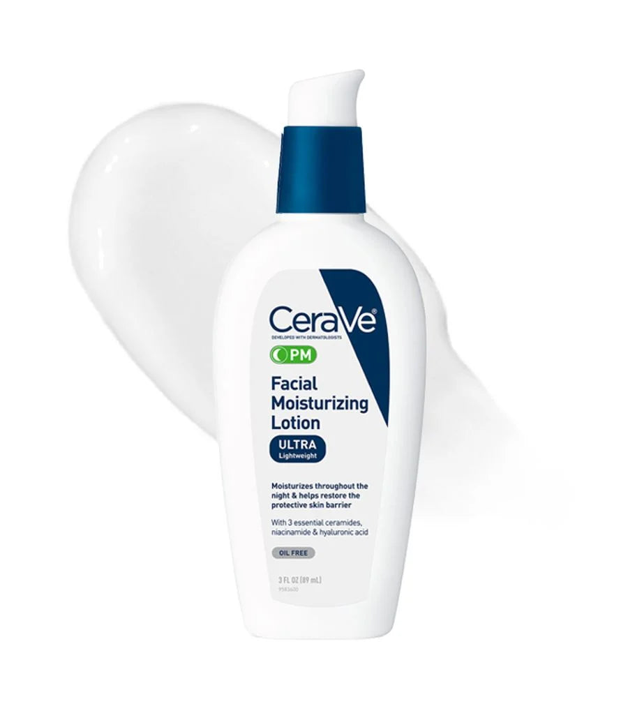 CeraVe PM Facial Moisturizing Lotion 89ml | Ultra Lightweight Oil-Free Night Face Moisturizer