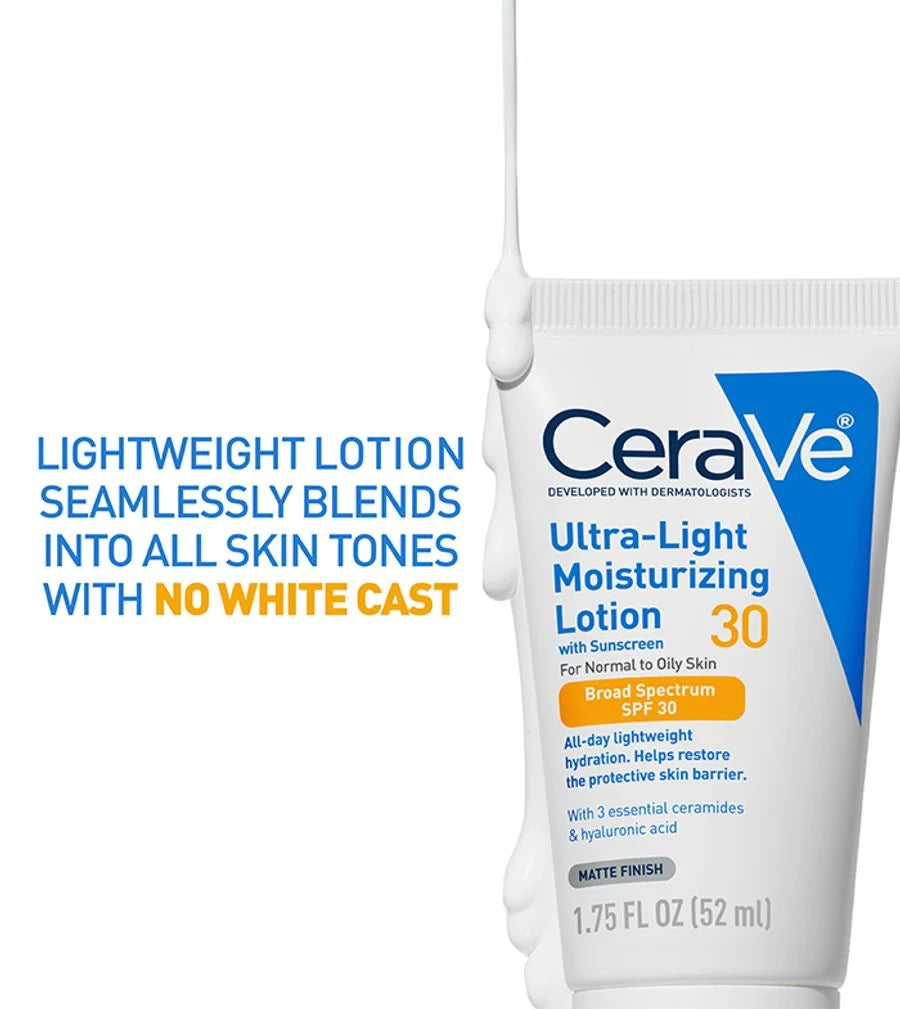 CeraVe Ultra-Light Moisturizing Lotion SPF 30 with Sunscreen for Normal to Oily Skin – 52ml