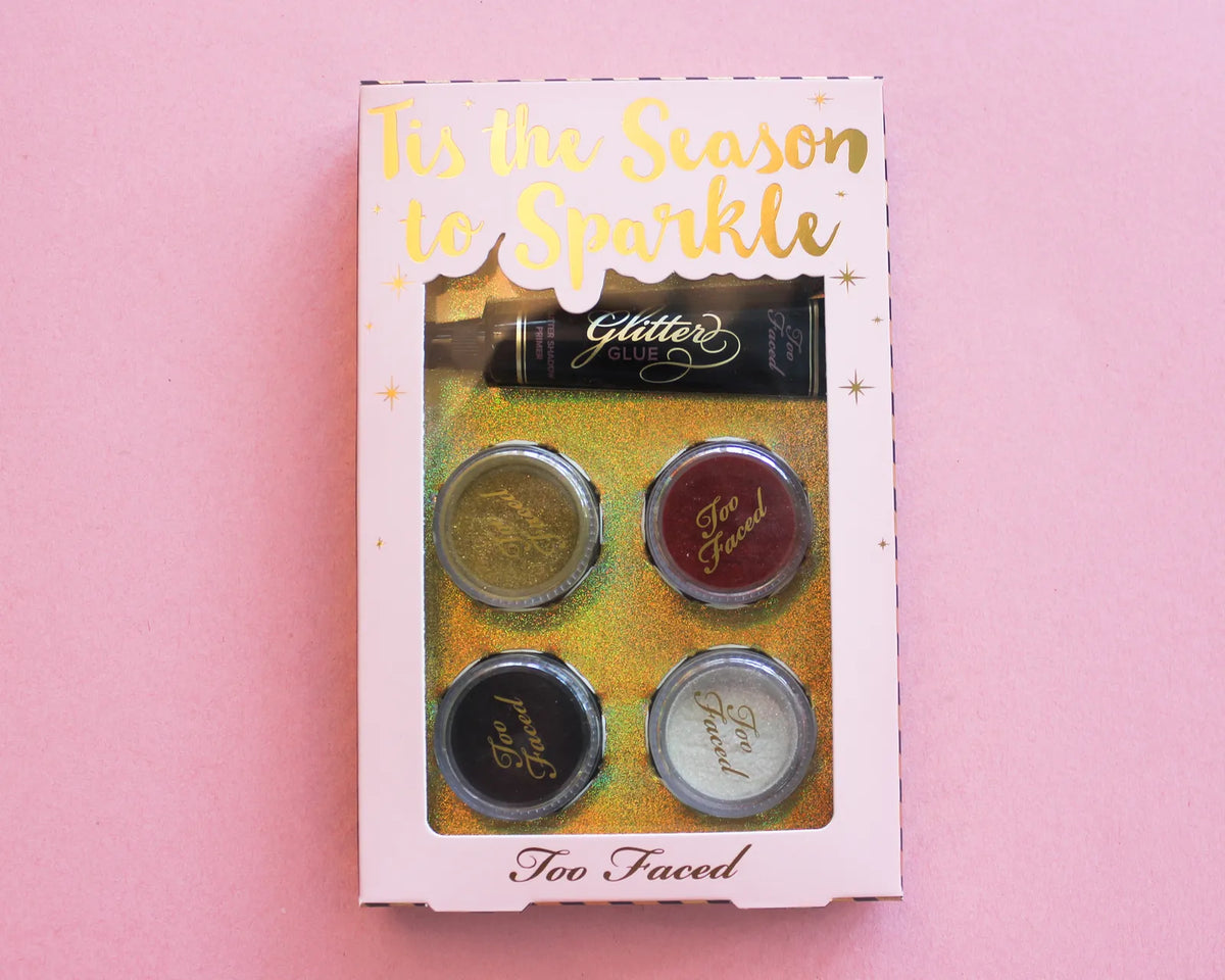 Too Faced Tis The Season To Sparkle 4-Piece Loose Glitter and Glue Makeup Gift Set